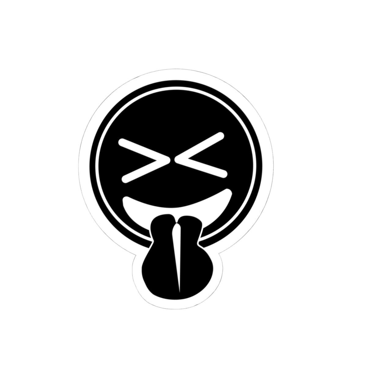 Emoji Sticker (Black and White)- Tongue Out Kiss-Cut Vinyl Decal for Laptops & Water Bottles