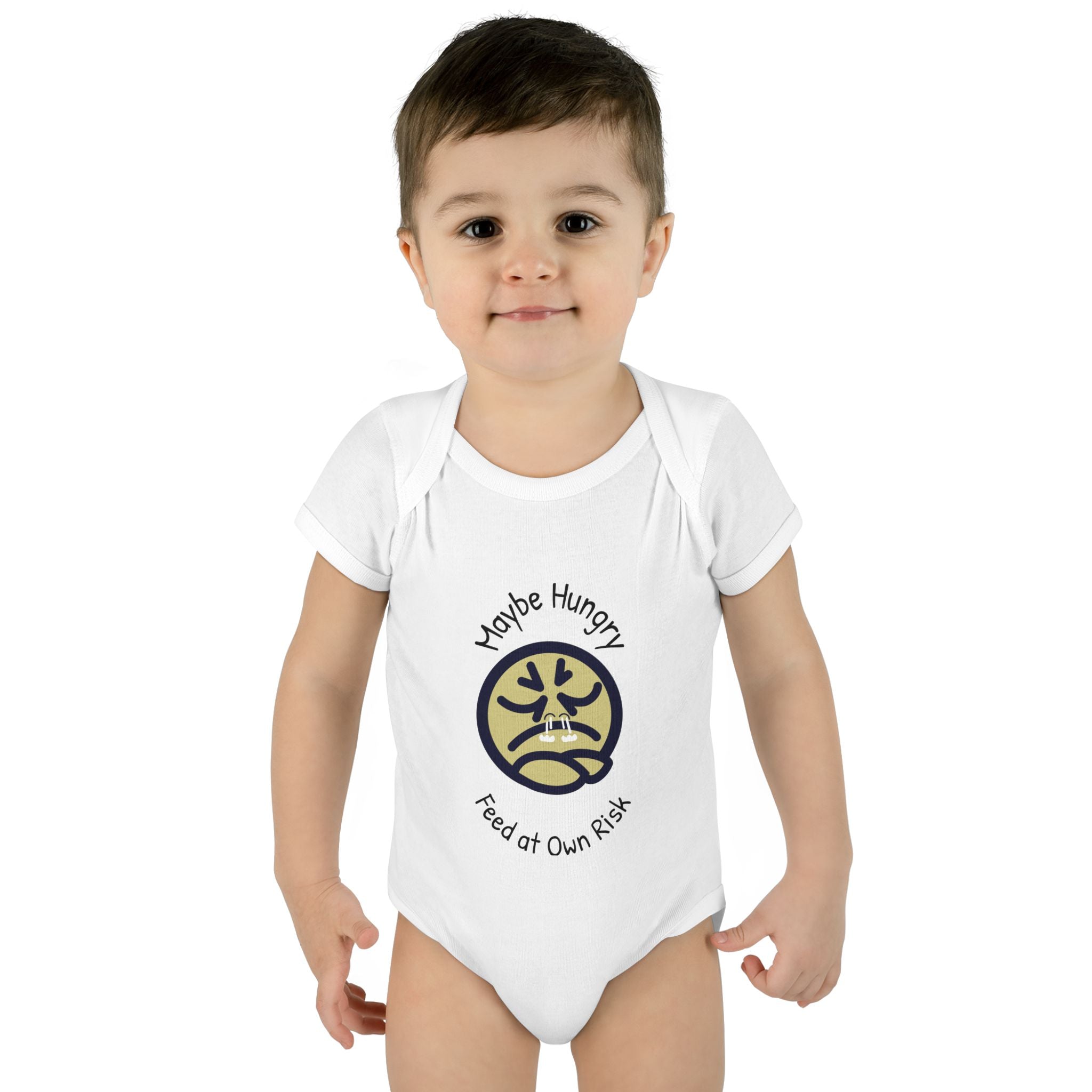 Infant Bodysuit “Maybe Hungry — Feed at Own Risk” Funny Baby Onesie