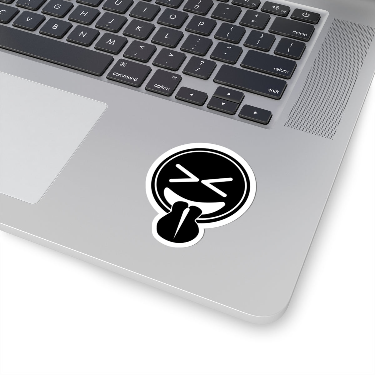 Emoji Sticker (Black and White)- Tongue Out Kiss-Cut Vinyl Decal for Laptops & Water Bottles