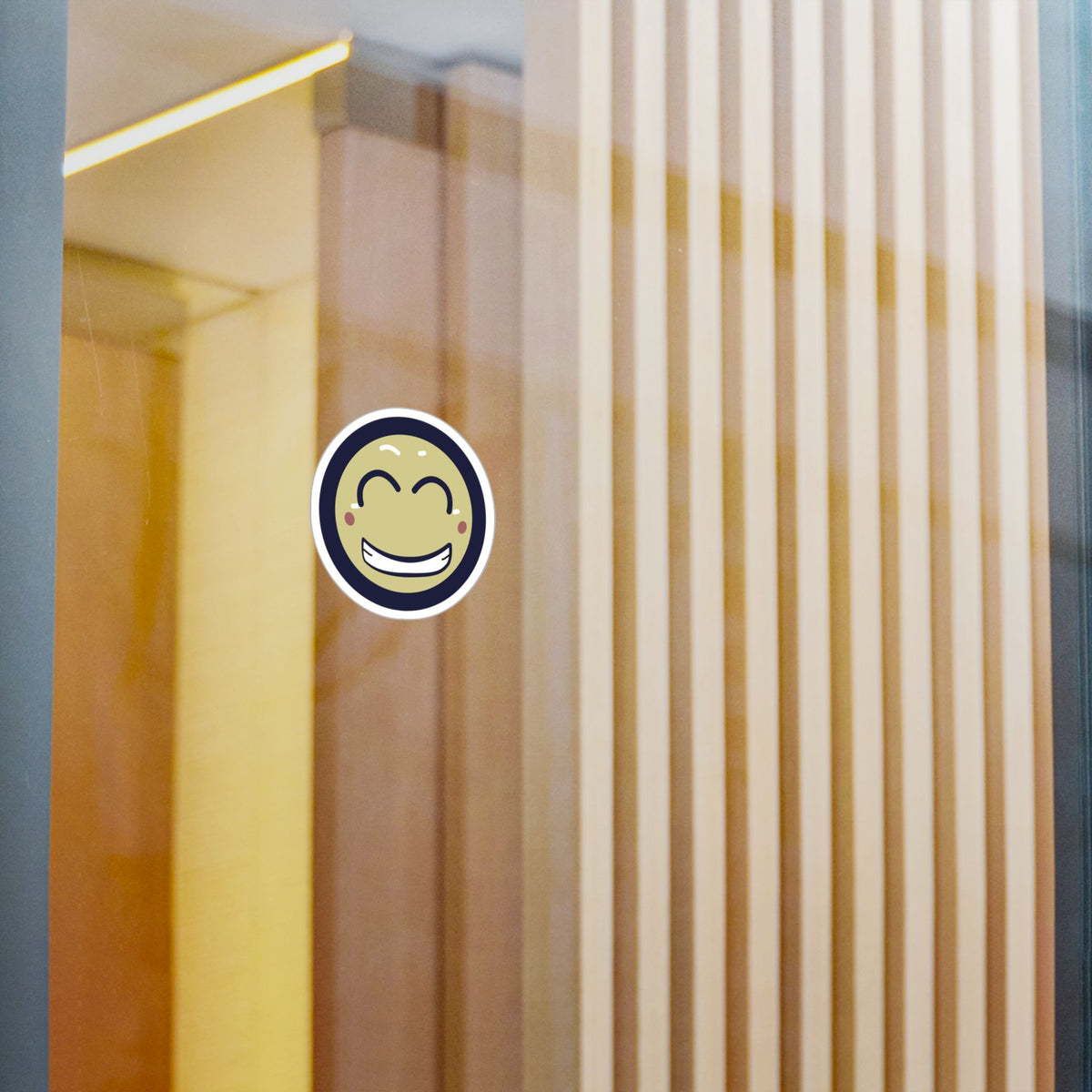 Smiling Emoji Kiss-Cut Vinyl Decal — Cheerful Happy Face Sticker for Laptops, Water Bottles & Windows