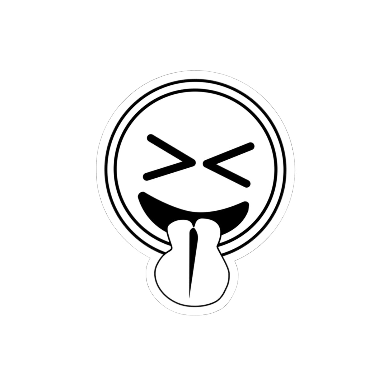 Emoji Sticker (White and Black)- Tongue Out Kiss-Cut Vinyl Decal for Laptops & Water Bottles