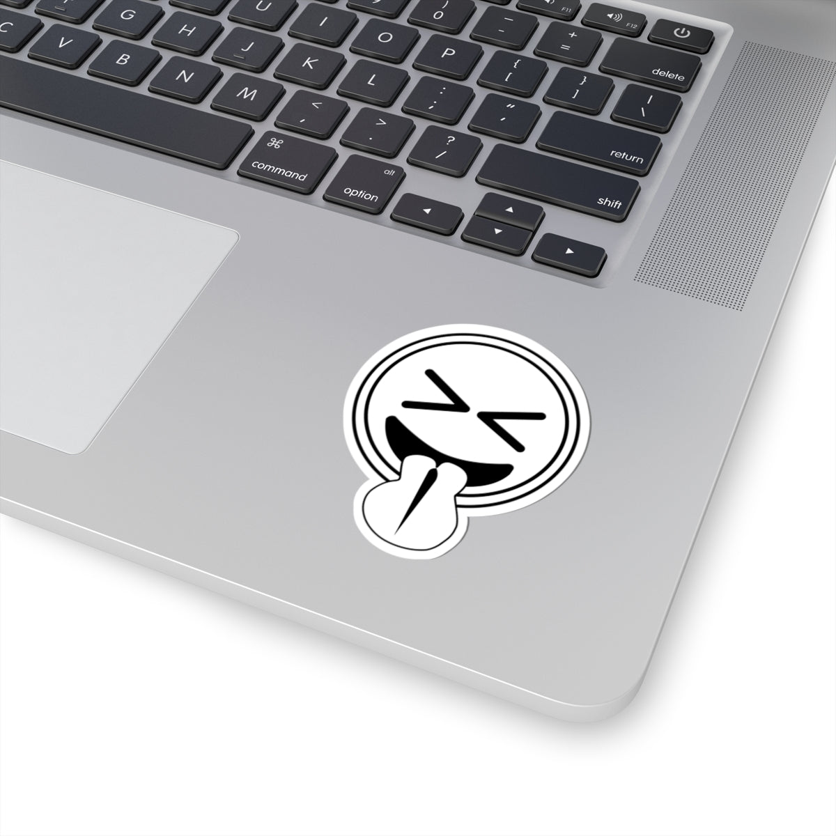 Emoji Sticker (White and Black)- Tongue Out Kiss-Cut Vinyl Decal for Laptops & Water Bottles
